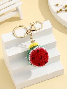 1个DIY手工创意水果钥匙扣，手工编织草莓、柠檬、香蕉、西瓜钥匙圈，创意礼物，适合送给爱人、朋友、女友，节日、手机、汽车配件、派对小礼物 - 彩色 - 查看 8