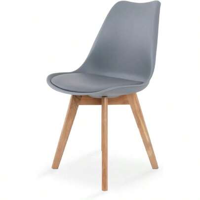 Silla de Comedor Moderna con Asiento Acolchado de Diseño Minimalista Tipo Eames Tulip - Silla Ergonomica Acojinada con Estructura de Madera Ideal para Interior
