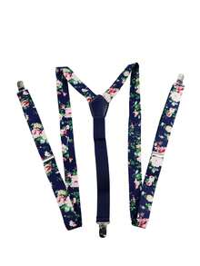 ZLQ&GOU 1 pezzo Bretelle unisex in cotone con stampa floreale, forma a Y regolabili in lunghezza, bretelle alla moda con stampa adatte per matrimoni, feste, occasioni casual - Multicolore - Visualizzare 8