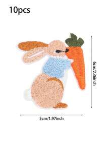 10pcs Easter Bunny Patch, Rabbit And Carrot Pattern Easter Theme Sew Iron On Patches DIY Motif Applique Patches For Clothing Jackets Shoes,Baby Shower - Multicolor - View 11
