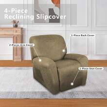 Trugenix-Recliner Sofa Covers - Leather Like Recliner Sofa Covers 3 Seater Recliner Couch Covers For 3 Cushion Couch 8 Pieces Washable Stretch Reclining Sofa Slipcovers (Brown)-GP - 01-芥末 - 查看 4