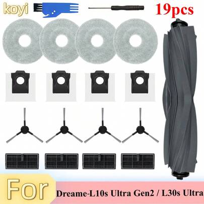 Trouver L10 Ultra/L10s Ultra/L10s Pro Gen 2/L10 Prime 系列扫地机器人替换零件套装，包含滚刷、拖布、尘袋、边刷、过滤器 - 耗材