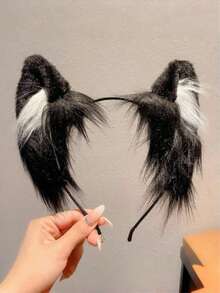 1个猫耳发箍，可爱毛绒发箍，节日动物耳朵头饰，发饰 - 彩色 - 查看 8