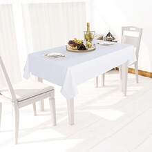 1OO% Waterproof Rectangle PVC Tablecloth - 52 X 70 Inch - Oil Proof Spill Proof Vinyl Table Cloth, Wipe Clean Table Cover For Dining Tables, Buffet Parties And Camping, White - White52inchx70inchRectangular - View 3