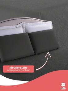Colcha Cobre Leito 3 Peças Casal/Queen/King Size Solteiro 2 Peças Kit Fronha MELHOR CUSTO BENEFÍCIO - Preto - Visão 3