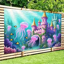 2D Flat, 2D Flat Product, 1 Pc Set-Underwater Fairy Tale Kingdom Castle, UV-Printed Banner Backdrop, Party Photo Studio Prop Photography Backdrop, 2D Flat - 1pcs - View 5