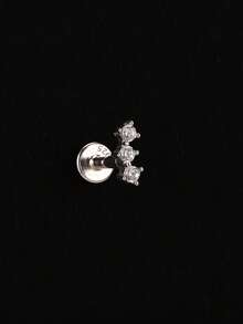 1pc 925 Sterling Silver Star Stud Earrings, Women's Earrings, Flat Ear Cartilage Studs, Suitable For Daily Wear, Wedding, Party, Engagement, Christmas Gift, Exquisite Jewelry - Silver - View 13