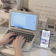 360° Rotating Laptop Stand Desk Riser Holder, Foldable Adjustable Laptop Cooling Pad With Phone Holder, Multifunctional Computer Stand, Minimalist Scandinavian Style, Commuting Fashion - Multicolor - View 1