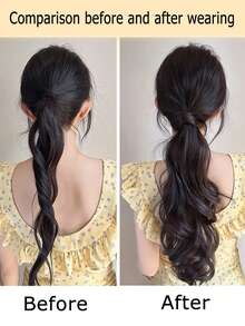 2个装弹力发圈，可缠绕成发髻，打造自然凌乱的辫子马尾辫，多种款式DIY发圈、马尾辫发绳、发圈、橡皮筋、发绳发饰，合成纤维接发马尾辫发髻，凌乱卷曲弹力发髻 - 彩色 - 查看 2