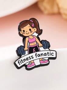 1pc Cute Cartoon Zinc Alloy Fitness Enthusiast Brooch - Multicolor - View 4