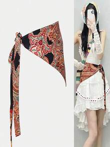 1件装女士豹纹棕色Y2K腰带，舞蹈配饰，亚文化单品，适合搭配连衣裙、牛仔裤，可作腰部装饰，也可用于海滩/摄影，针织发带，秋冬季发带，女士度假装扮配饰，优雅围巾，柔软发带 - 彩色 - 查看 6