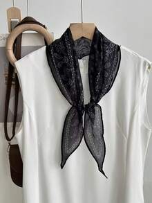 女士菱形真丝围巾，轻盈柔软，不规则设计，休闲时尚，日常多功能系带腰带手提包，女士颈部夏季外出礼物 - 彩色 - 查看 14