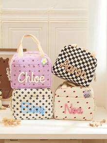 Personalized Lunch Bag With Name - Strawberry School Lunch Tote, Large Reusable Lunch Box, Portable Tote Bags, Insulated Lunchbag, Back To School Gift - Multicolor - View 2