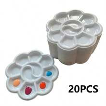 5pcs/10pcs/20pcs Mini Flower Shaped Plastic Palette - Suitable For Mixing Watercolor, Gouache Paints For Artistic Painting