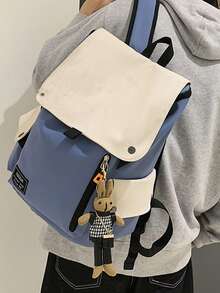 Mochila de gran capacidad con bolsa de cubo dual y accesorios, mochila dual para viajes y actividades al aire libre - Azul y blanco - Ver 2