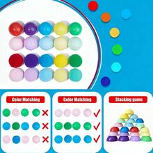 20pcs Kids Pom Pom Color Matching Toys, Improve Children's Color & Quantity Recognition, Eye-Hand Coordination, Fine Motor Skills, Sensory Early Education Learning Tools - Multicolor - View 7