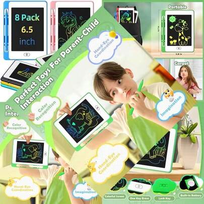Kids LCD Writing Tablet For Educational Learning, Colorful Doodle Board With Erasable Reusable Feature, Ideal Birthday Gifts