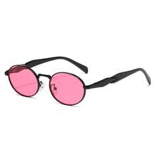 1 Pair Of  Street Style Oval Metal New Fashion Retro High-End Sunshade Glasses - Silver Frame With Black and Gray Trim - View 7