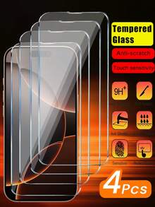 4 Packs Clear Tempered Glass Screen Protector For IPhone 16 PRO MAX 17 Pro Max 16 17 17 Pro 16 Pro 15 Pro Max 15 15 Pro 15 Plus 14 13 12 11 Pro Max [9H Hardness] - HD Screen Tempered Glass, Anti-Scratch, Easy To Install [Fits Protective Case] [No Bubbles], Valentine's Day Gift - Clear - View 27