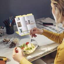 Book Stand Metal Desk Book Holder, Book Holders For Reading Hands Free, Adjustable Cookbook Documents Holder, Portable Bookstand For Music Books, Textbook, Recipe, Tablet, Ipad(Light Yellow) - 淺黃色 - 查看 6