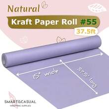SMART&CASUAL 15\ X 450\ (37.5') Kraft Paper Roll For Art Craft Supplies Gift Wrapping Moving PacFKing  Painting Drawing Paint Easel Poster Chart Paper (Light Purple, 15\ W X 450\ L (37.5')) - 淺紫色 - 查看 3