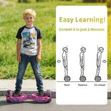 Hoverboard With Corlorful LED Lights,Colorful Lights Wheels,300W Motor,7.5 Mph Max Speed ,Gift For Girls &Boys ,All-Terrain,GalaxyPurple - Purple - View 6