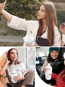 1pc 510ml Portable Latte Coffee Cup, Travel Water Bottle, Stainless Steel Iced Tea Cup, Vacuum Insulated Tumbler, Flat Bottom Cup, Double Wall Stainless Steel , Vacuum Flask, Car Cup, Suitable For Travel, Portable Elegant Latte Cup For Men And Women, High-End Portable Cup - Also Suitable For Milk, Coffee, Tea, Juice, Ideal For Work, Study, Graduation Season, Best Gift, Back To School Season - Multicolor - View 9