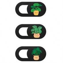 3 Peças Capa Deslizante para Câmera com Estampa de Planta, Gato e Panda para Laptop, Notebook, iPad, iMac Pro, Air, PC, Smartphone, Tablet, Acessórios Fofos de Proteção de Privacidade, À Prova d'Água e à Prova de Choque - Multicolorido - Visão 11