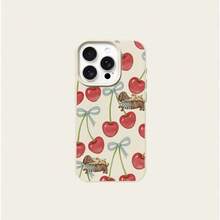 1pc TPU Material Cute Cherry Dog Pattern Phone Case Compatible With IPhone 17 Pro Max/17/16 Pro Max/15/13/12/11, S20 FE/A15/S24/A55, Redmi Note 11/Note 12/Note 13 Pro, Full Coverage Anti-Drop Soft Protective Phone Cover - White - View 5