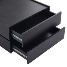 Funktionaler Couchtisch Für Das Wohnzimmer, 360° Drehbar, Drehbare Tischplatte Mit 2 Ablagen Und Stauraum, Gestell Wohnzimmerbeistelltisch Schwarz, 60*60*38 Cm - Black - View 9