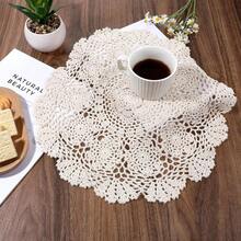 16Inch Round Doilies For Tables Crochet Doilies Tablecloth Beige Doily Cotton Lace Doily Handmade Table Doilyy Overlay (1 Pack, 40cm Diameter) - Beige - View 3