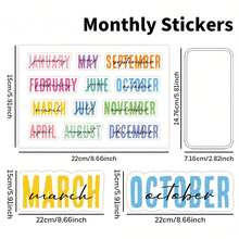 12/36 片 - 1/3 张月度计划贴纸，创意日历装饰剪贴簿贴纸，节日美学日记贴纸，日期页标记索引标签，彩色涂鸦日历贴纸，适合作为生日、婚礼、周年纪念日的礼物 - 彩色 - 查看 5