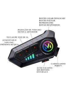 Bluetooth Headset With Voice Control For Motorcycle Helmet - Multicolor - View 3