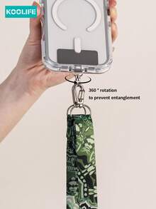 Koolife 1pc Adjustable Long Crossbody Phone Lanyard, Vintage Totem Wide Fabric Strap With Rotatable Metal Clip, Fashionable Versatile Durable Non-Chafing Accessory, Hands-Free For Daily Errands Outdoor Travel, Fit For Women's Phone Shoulder/Neck Hanging & Small Wallet Compatible With Android And Most Smartphone,Gifts For Mother, Family, Friends, Birthday, Holiday Phone Chain - Multicolor - View 5