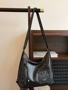 Túi xách cỡ lớn thời trang mới, túi đeo vai kiểu Hàn Quốc, ba lô đi làm thường ngày. - màu đen - Xem 2