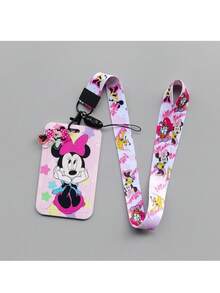 4pcs Disney Cartoon Student Campus Meal Card Holder, Mickey Mouse Lanyard ID Card Case, Badge Holder, Subway/Bus Pass Holder, Campus Card Holder, Kindergarten Card Holder, 1pc Lanyard + Clip, Card Holder Set + Lanyard "Campus...Frame" - Multicolor - View 1