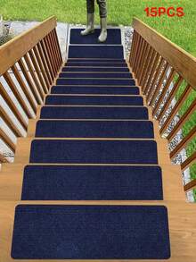 15pcs Reusable Self-Adhesive Stair Treads, Suitable For Indoor Hardwood Steps, Anti-Slip Carpet Stair Pads - Multicolor - View 14
