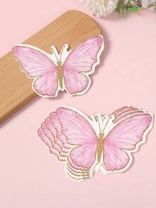 40张粉色蝴蝶图案一次性纸巾，粉色蝴蝶主题纸巾，适用于蝴蝶主题生日派对装饰、婚礼装饰、婴儿派对装饰、家居装饰、桌面装饰、蝴蝶装饰、派对用品、婚礼用品 - 粉紅色蝴蝶 - 查看 10