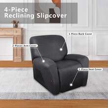Trugenix-Recliner Sofa Covers - Leather Like Recliner Sofa Covers 3 Seater Recliner Couch Covers For 3 Cushion Couch 8 Pieces Washable Stretch Reclining Sofa Slipcovers (Brown)-GP - 01-深灰色 - 查看 3