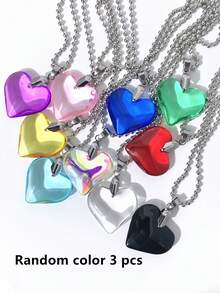 1 chiếc vòng cổ mặt trái tim thủy tinh màu 25mm đơn giản và thời trang, chuỗi hạt tròn bằng thép không gỉ màu bạc, thích hợp để đeo hàng ngày, làm quà tặng - vòng cổ tình yêu - Xem 22