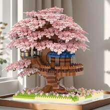 2248 Pieces / 1105 Pieces / 2159 Pieces / 1120 Pieces Sakura Landscape Tree Plant House Building Building Blocks Set, An Ideal Choice For Halloween / Thanksgiving / Christmas / Easter / Birthday Gifts. - Multicolor - View 7