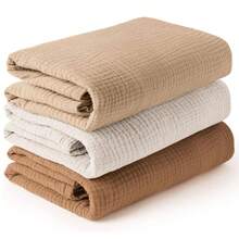 3pcs/Set Newborn Cotton Muslin Swaddle Blankets, Breathable & Soft, Can Wrap Baby And Burp, Essential For Baby Christening, Also A Great Gift For Infants - Multicolor - View 38