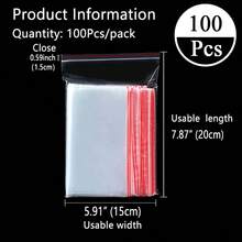 100 قطعة أكياس بلاستيكية قابلة لإعادة الإغلاق بأحجام من 4 سم إلى 30 سم، أكياس سحاب إعادة الاستخدام، سمك 0.062 مم/2.44 ميل، أكياس تعبئة مجوهرات شفافة، أكياس تعبئة هدايا أعياد الميلاد والذكرى السنوية، أكياس ملحقات أدوات متعددة الأغراض، أكياس تعبئة هدايا المناسبات، أكياس فراغية بلاستيكية، أكياس لاصقة شفافة، صناديق تخزين ملحقات الملابس، مناسبة للشحن والسفر والتخزين والتعبئة والهدايا وأعياد الميلاد والذكرى السنوية والزفاف - 100 قطعة - مشاهدة 14