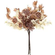11 Pack 38 Inch Artificial Fall Maple Leaf Stems, Beige Maple Leaf Fall Branches For Vases Centerpieces Autumn Harvest Festival And Than1ks 1giving Day - 米色楓葉 - 查看 10