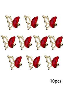 240个/盒美甲饰品,镂空蝴蝶结心形唇膏,镶钻金银美甲饰品,奢华Y2K金属美甲用品,情人节特惠,白色和红色水钻美甲宝石,适用于多功能DIY美甲配件。 - 彩色 - 查看 20