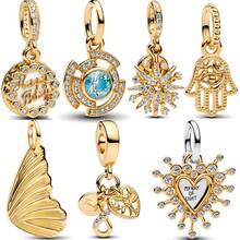 1pc Fashionable Shiny Gold Plated Pendant, Suitable For Bracelets And Necklaces, DIY Holiday Gift - Multicolor - View 2