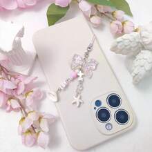 1-4PCS Cute Phone Charms Aesthetic Y2K Cell Phone Charms Strap Strawberry Butterfly Star PhoneCharm Y2K Accessories For Bag Keychain  Camera Pendants Decor - Nơ Hồng & Trắng - Xem 5
