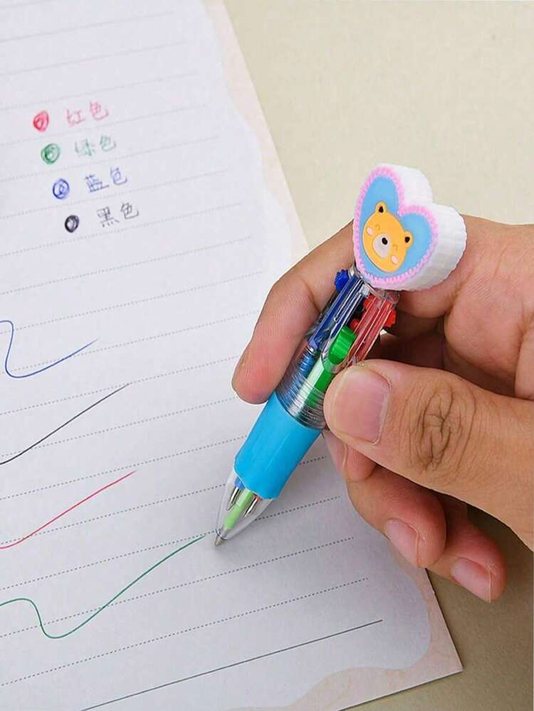 6 szt./12 szt./prezent walentynkowy długopis w kształcie serca, długopis z kreskówkowym sercem, wielokolorowy długopis z przyciskiem, prezent walentynkowy, prezent rocznicowy, upominek na imprezę, wypełniacz do prezentów, losowy styl i kolor - Wielokolorowe - Zobacz 6