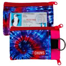 Chums Surfshorts Wallet - Lightweight Zippered Minimalist Wallet With Clear ID Window - Water Resistant With Key Ring - Red/BlueSwirl - View 1