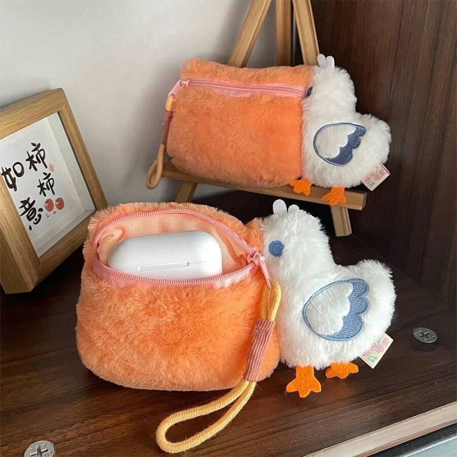 1pcs Cute Mini Camera Bag, Pelican Bag, Furry Coin Purse, Key Bag, Key Chain Pendant, Portable Headphones, Stationery Bag, Storage Bag - Pelican Coin Purse - View 1